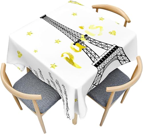 Tizhweqo Mantel Mesa Cuadrada París, Manteles Antimanchas Blanco, 3D Impresión Mantel Impermeable Lavable para Cocina Salón Comedor, 140x140 cm Q.P1244
