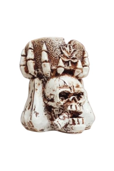 Inara Creation Skull Head Cigarette Ashtray Smoking for Home, Office and Bar (Beige)-picture-37