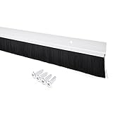 uxcell Door Bottom Sweep White Aluminum Alloy w 1.4-inch Black PP Silicone Soft Brush 39-inch x...