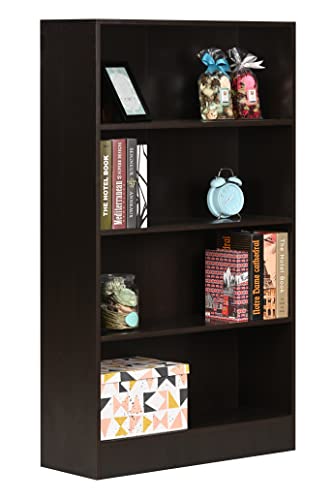 Image of DeckUp Muvo 4-Shelf Engineered Wood Book Shelf and Display Unit (Dark Wenge, Matte Finish)