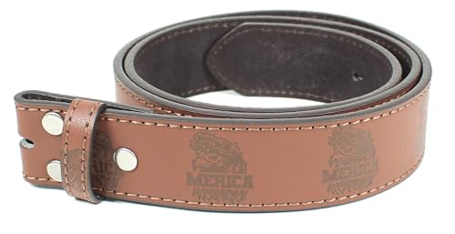 Merica Leather Belt Strap Without Buckle 1.5" Wide with Snaps - Eagle Mullet Headbad USA Pride America3
