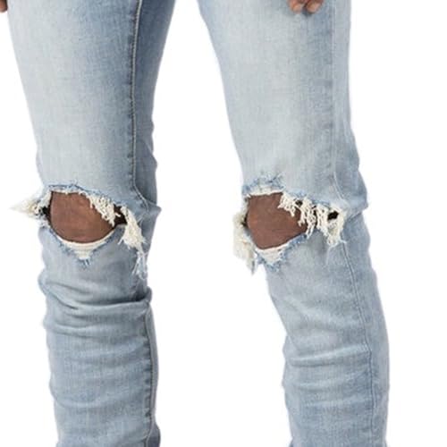 Mens Slim Fit Ripped Jeans Denim Pants Straight Leg Distressed Skinny Jeans for Casual Wear4