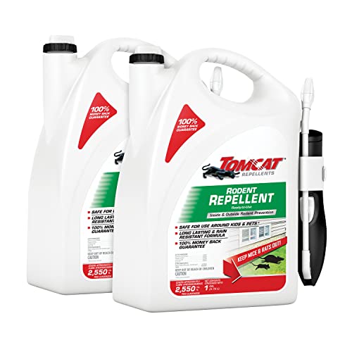 Image of Tomcat Repellents Rodent Repellent Ready-to-Use with Comfort Wand For Indoor and Outdoor Mouse and Rat Prevention, Peppermint Oil Spray for Rodents with Cinnamon, Garlic Essential Oils,1 gal. (2-Pack)