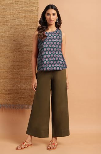 Image of Janasya Women's Cotton Floral Print Regular Top