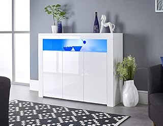 MMT Furniture Designs Sideboard, Engineered Wood, White, 116cm x 35cm x 93cm