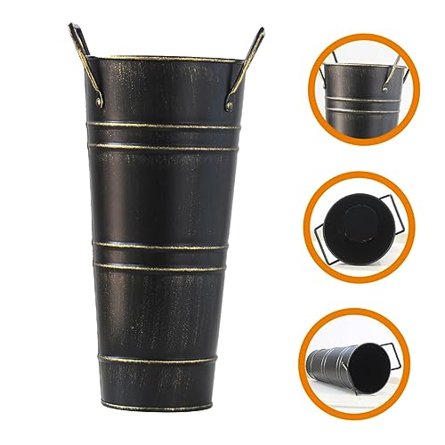 HEALLILY Vaso Gasto Porta-guarda-chuva Preto Peças De Barril De Chuva Vaso De Lata Shabby Chic Porta