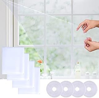 4-Pack Mosquito Insect Mesh for Window, 1.3 * 1.5m Mosquito Net [Upgrade], with 4 Rolls Tapes, Used for Home Window Decoration, Mosquito Prevention, Etc (White)