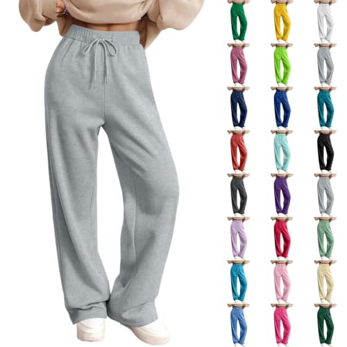 Wide Leg Pants for Women Loose Fit Fleece Lined Fall Drawstring Sweatpants | Lightweight, Comfortable, Casual, with Pockets, Winter, Streetwear, Athletic, Daily Wear, School, Running, Girls