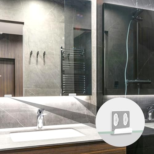 Image of 8pcs Frameless Mirror Holder, Heavy Duty Mirror Hangers Clips Metal Mirror Holder Kit Metal Mirror Brackets with Screws Rubber Pads for Wall Mounting Frameless Mirror(Double Hole Silver)