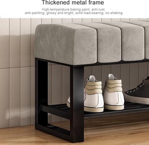 Banc de rangement à chaussures en velours assise noire 80cm