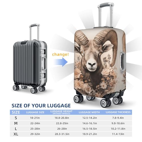 Big Horn Sheep And Flowers Elastic Travel Luggage Covers Dustproof Scratch-Resistant Suitcase Protector Fit 22-24 Inch4