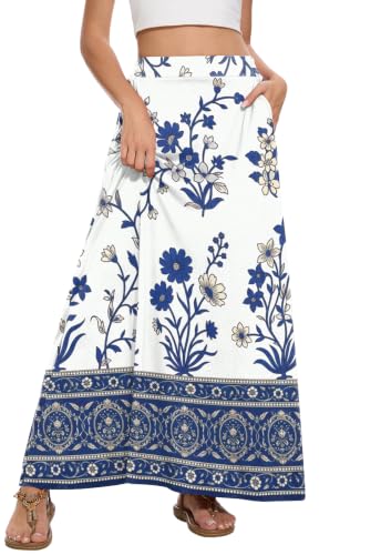 Image of Womens Maxi Skirt Long Flowy Summer A-Line High Waist Skirts