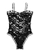 moily Sexy Men's Sheer Mesh Sissy Lingerie Floral Lace Bodysuit Thong Leotard Nightwear Black XX-Large