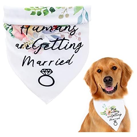 FYting Dog Bandanas, Dog Bandana, Bandanas For Dogs My Humans Are Getting Wedding Married Wedding Engagement Announcement White Pet Triangle Bib Scarf Accessories for Dogs Cats Lovers Cover