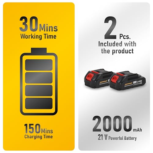 Image of TOMAHAWK BSD-8200 Brushless Cordless Screwdriver /Impact Driver - 2 Battery with 20V, 2.0Ah, 180 Nm, 2400 RPM, 10Mm Chuck capacity, 2 Speed Mode | Drill Machine for Home, Workshop & Professional Use