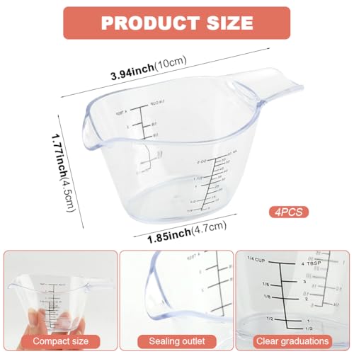 Pack 4 Vasos Medidores Pequeños Transparente 2oz/60ml miniatura 2