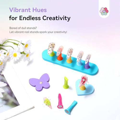 Image of SAVILAND Nail Stand for Press Ons: Cat Eye Magnetic for Nail 3 Set Strong Magnetic Nail Holder for Painting Nails Acrylic Nail Stand 200 Double-Sided Tapes Fake Nail Holder for Practice False Nail DIY