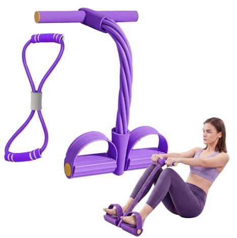6 Tube Resistance Band Set Women, Foot Pedal Resistance Bands With Handle | Home Gym Exercise Bands Resistance (Purple)