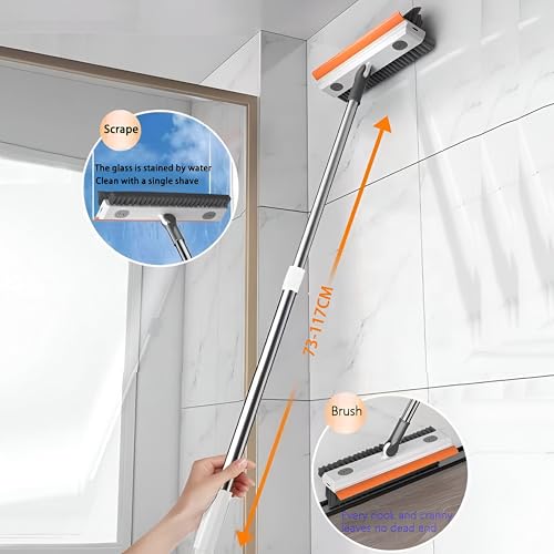Image of Bathroom Cleaning Brush with Wiper, 3 in 1 Tiles Cleaning, 180 Rotating Floor Scrub with Long Handle (Type-1)