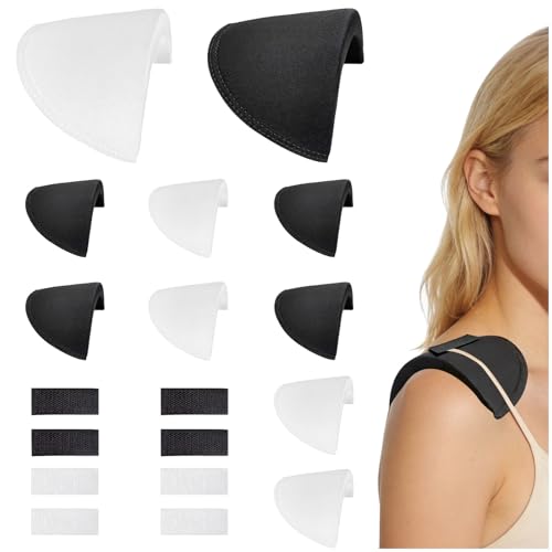 pangutheos 4 Paar Schulterpolster Damen Herren Selbsthaftend Schaum Shoulder Pads Schulterpolster mit Klettband für Blazer Anzug T-Shirt Kleidung Bekleidung