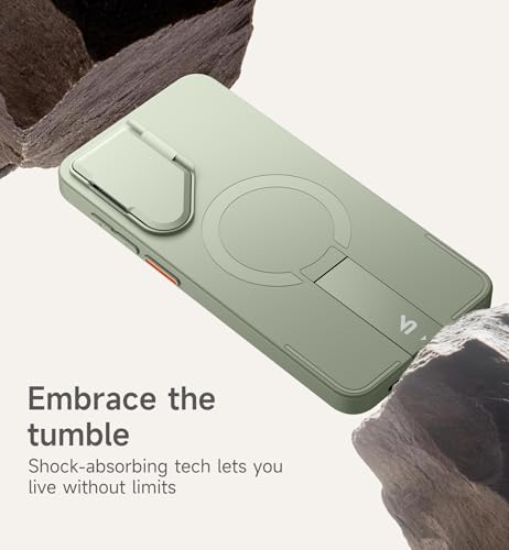 Image of SURITCH for Samsung Galaxy S26 Plus Phone Case, Magnetic Protective Cover with Camera Cover & Adjustable Metal Kickstand for Galaxy S26 Plus -Sage Green