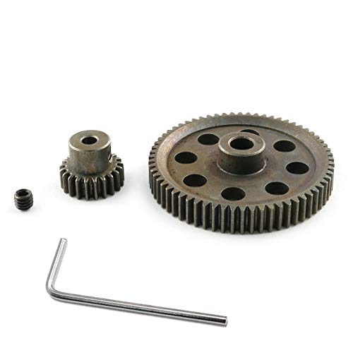 E-outstanding 11184 Spur Differential Metal 64T Main Gear and 11181 21T Motor Pinion Replacement Gear Combo for 1/10 RC Car Brushed Brushless Motor