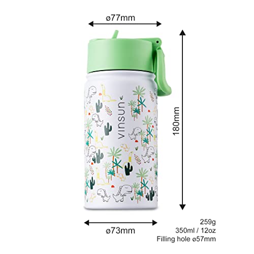VINSUN Borraccia Bambini Dinosauri con Cannuccia