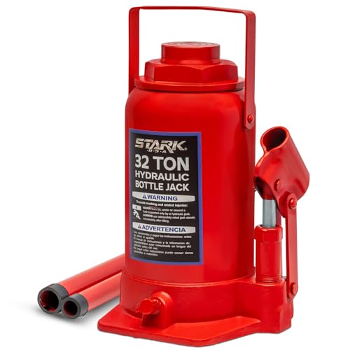 Image of XtremepowerUS 32 Ton Hydraulic Bottle Jack, Low Profile Heavy-Duty Car Jack for Trucks, SUVs, RVs, Trailers, Farm Equipment, Automotive Repair & Garage Use, Red
