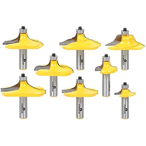 13829 yonico - 8 Bit Tisch Edge Router Bit Set, 3 Thumbnail Bits & 5 Designer Profil Tisch Edge Bits - 1/5,1 cm Schaft Cover