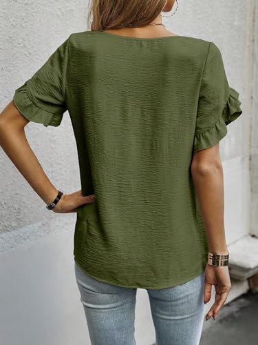Image of Sugathari Elegant Top, Women's Solid Petal Sleeve Round Neck Ruffle Trim Top II Tops for Women /Girls (TOP 118)
