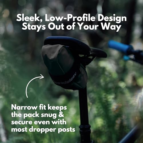 Image of SpeedSleev Spring Under-Seat Saddle Bag - Small - Road, Gravel & MTB Cycling Bag - Dropper Post Compatible - Ranger Og - Black