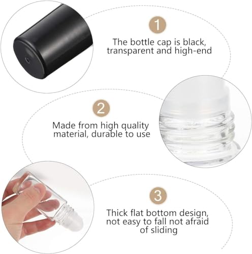 2Pcs Black Clear Empty Glass Essential Oil Roller Bottles Vials Containers Refillable Roll-on Bottles with Refillable Containers Tools and Accessories (30ML)3