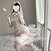 YOMORIO Anime lingerie Elegant Bridal Lingerie Lace Oversleeve Bra and Panty Set (White)