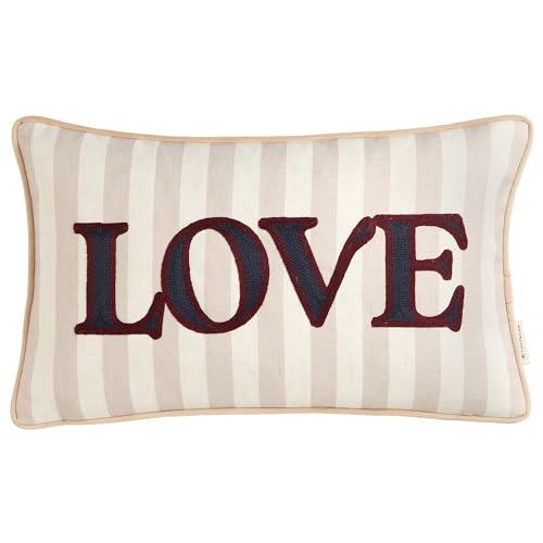 TOM TAILOR Weihnachtskissen rot – Kissenbezug Weihnachten – Love – Strick & Velvet – Leinenmischgewebe – Deko Kissenhülle 30x50cm kuschelig, weich, für Sofa & als Geschenkidee