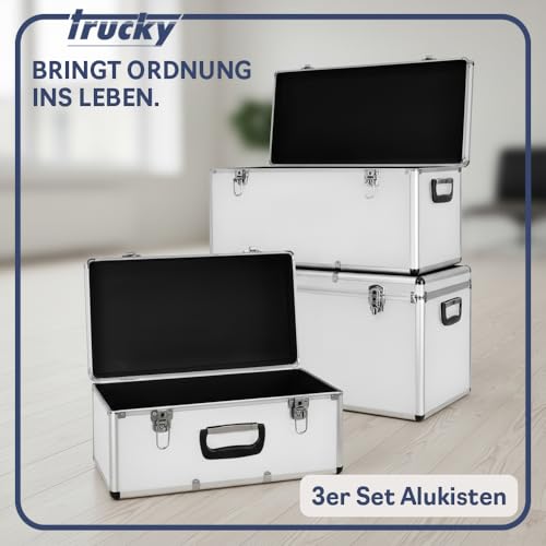 trucky Aluminium 3er Set Boxen Alukiste 3x Alu Box Koffer Kiste Transportbox Werkzeugkiste Werkzeugkoffer Silber