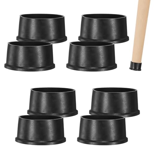 Image of M METERXITY 8-Pack Chair Leg Caps, 2-1 /2 Inch(63mm) PVC Chair Leg Floor Protectors for Folding Chairs /Metal Chairs /Furniture Table /Hardwood Floors, Round Non-Slip Cover End Tips [Black]