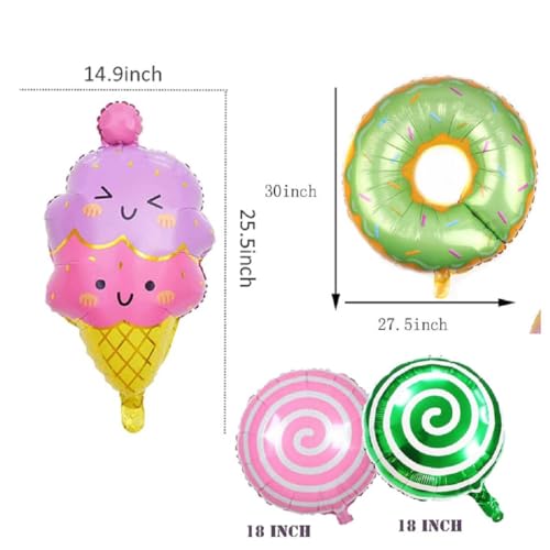 Image of Donut Ice Cream Theme Birthday decorations, Candy Birthday Foil Balloon Decorations Girls Kids Birthday Baby Shower,Birthday Balloons, Donut theme birthday decorations | ARV ZONE (Icecream 5th)