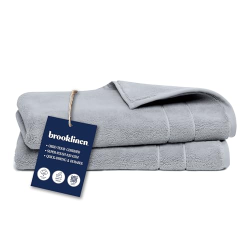 Brooklinen Super-Plush Turkish Cotton Hand Towels Set of 2 Cotton, 820 GSM, Highly Absorbent, Machine Washable, Perfect for Home & Bathroom (20