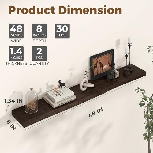 Image of Axeman 48 inch Floating Shelves for Wall Live Edge, Walnut