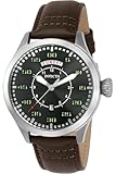 Invicta Men's Aviator Stainless Steel Quartz Watch with Leather Calfskin Strap, Brown, 22 (Model: 22973)