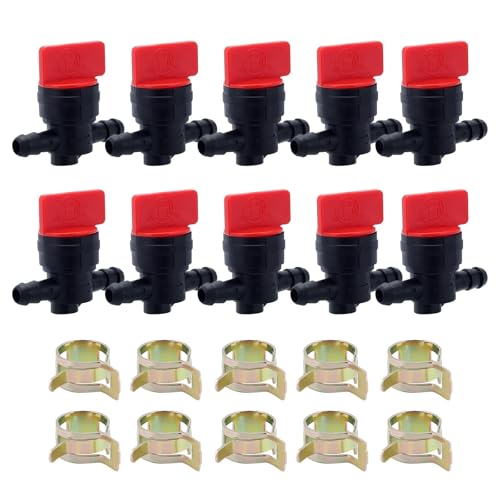 HIPA 1/4 Inline Fuel Shut Off Valve for 493960 494768 698183 Lawnmower Fuel Shut Off Valve Replace AM36141 AM107340 Kohler Fuel Cut Off 10Pack