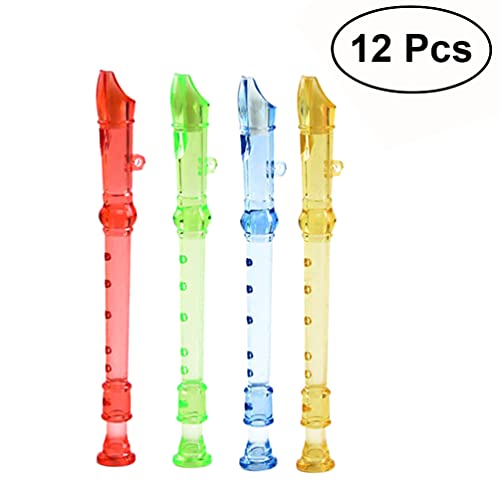 Toyvian 12Pcs Translucent Soprano Recorder Kids Musical Instruments Plastic Kids Trumpet Mini Kids Flute 6 Hole Soprano Descant Recorder Music Flute For School Student, Random Color Flute For Kids #TOP3