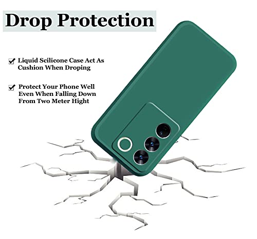 Image of A rtistque Liquid Silicone Back Cover Case for Vivo V27e 5G Matte Shockproof TPU Soft Flexible with Camera Protection - Green