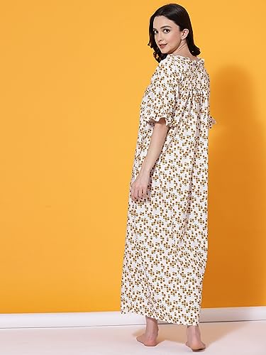 Image of OOMPH! Cotton Blend Nighty for Women's | Night Gown | Nighty | Nightdress | Maxi Dress | Sleepwear | Gown for Women | Nighties | Sleepwear