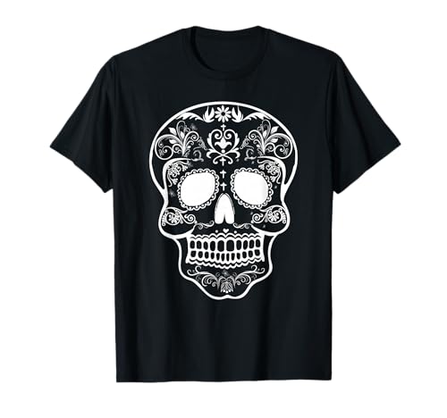 Image of Sugar Skull T-Shirt Black and White Day of the Dead T-Shirt