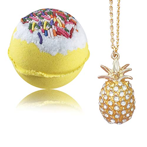 Bath Bombs Jewelry With Necklace Pineapple Inside - Perfect Treasure Hidden In Huge Bath Bomb - Fizzy And Bubble Organic Bathbomb In Gift Box For #TOP1