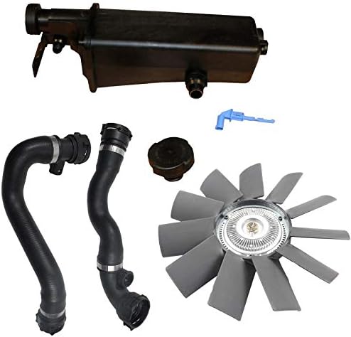 LOSTAR Coolant Radiator Tank + Upper Lower Hose kit + Fan Clutch & Blade Fits BMW E46