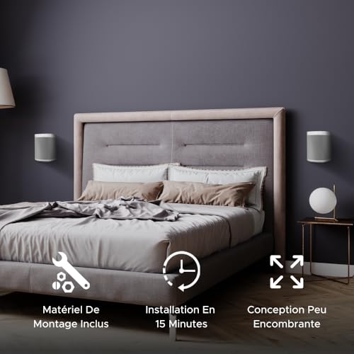 Support mural Sonos ONE Gen 2 PLAY 1 fixation enceinte blanche - 5
