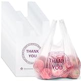 Elsjoy 500 Count Thank You Plastic Bags with Handles, 21 x 13 Inch Thank You T-Shirt Bags Bulk Reusable Grocery Shopping Bag for Restaurant, Retail