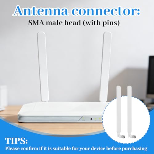 2 sztuki anteny 4G LTE SMA męska, dwuzakresowa antena WiFi, 4G LTE 10dBi, wielokierunkowa, przedłużenie sygnału do routera 4G, CPE, modem, karta WiFi, PC, kamera komórkowa, długość 19 cm